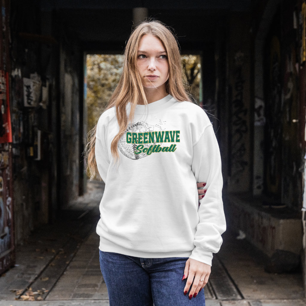 Low Poly Softball - Greenwave Crewneck