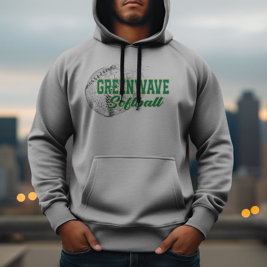 Low Poly Softball - Greenwave Hoodie
