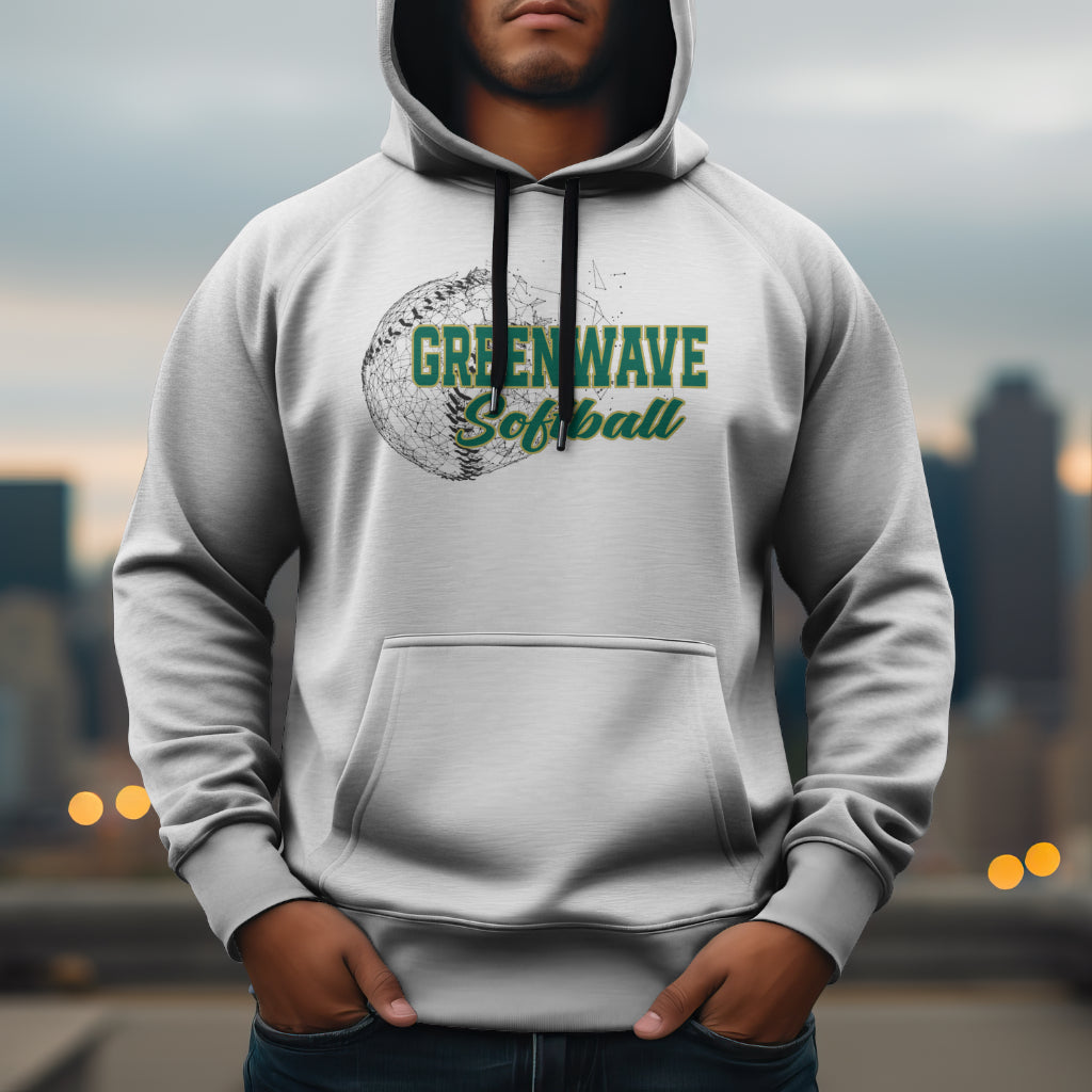 Low Poly Softball - Greenwave Hoodie