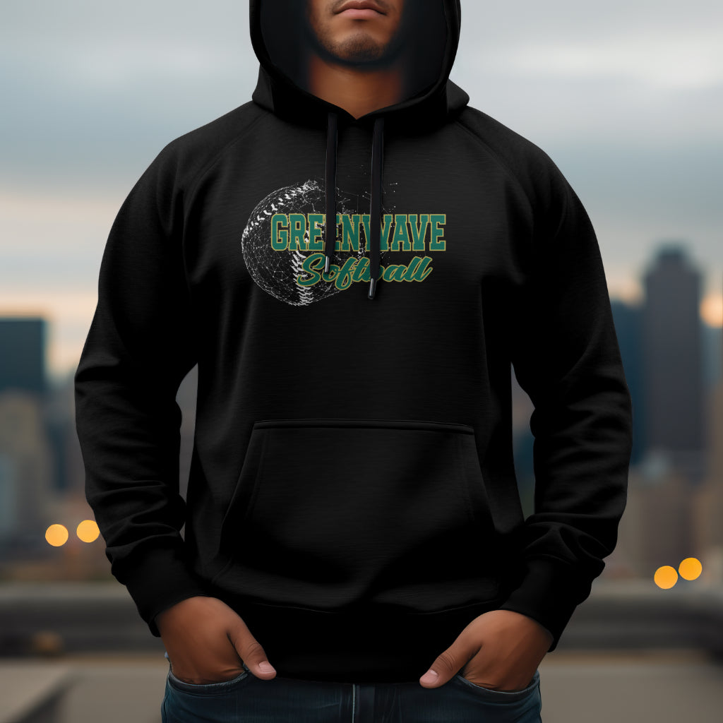 Low Poly Softball - Greenwave Hoodie
