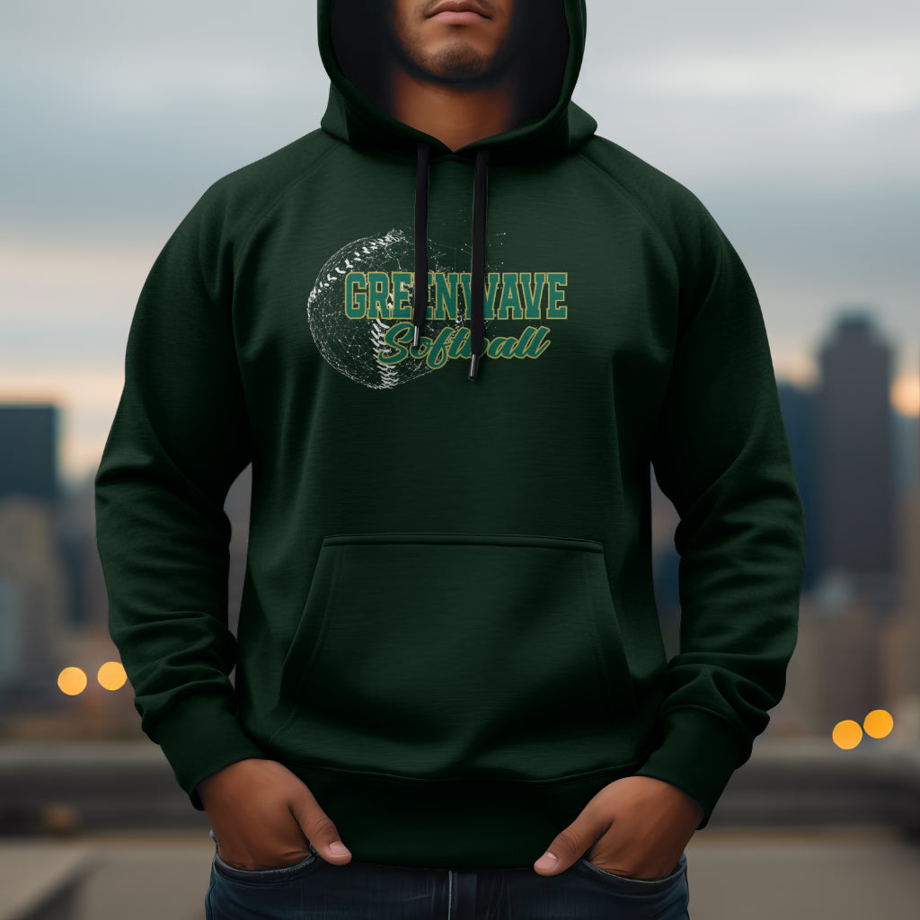 Low Poly Softball - Greenwave Hoodie