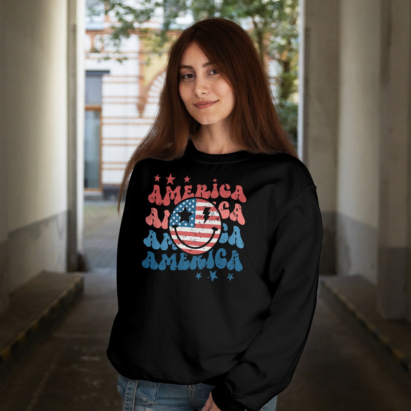 America Smiley Crewneck