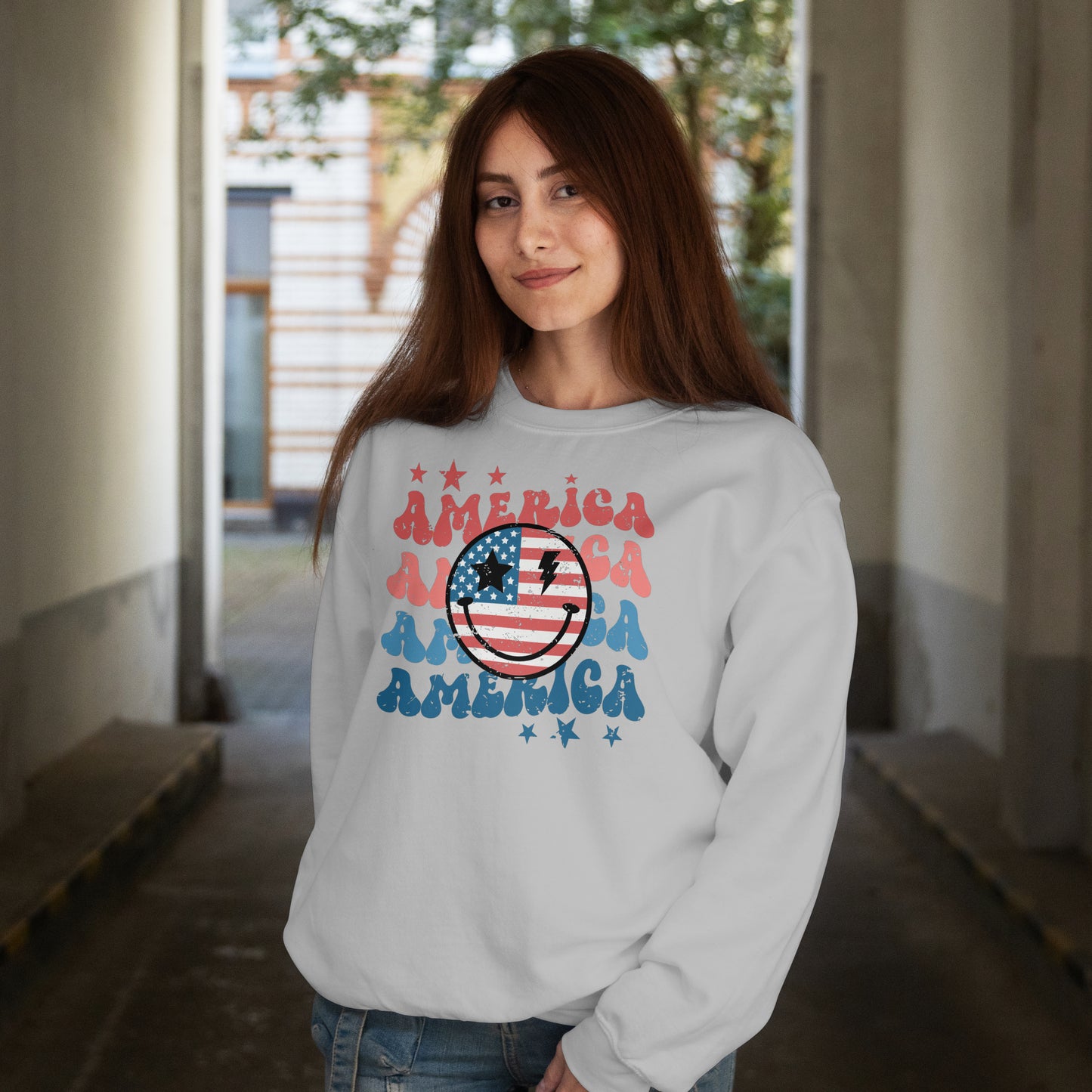 America Smiley Crewneck
