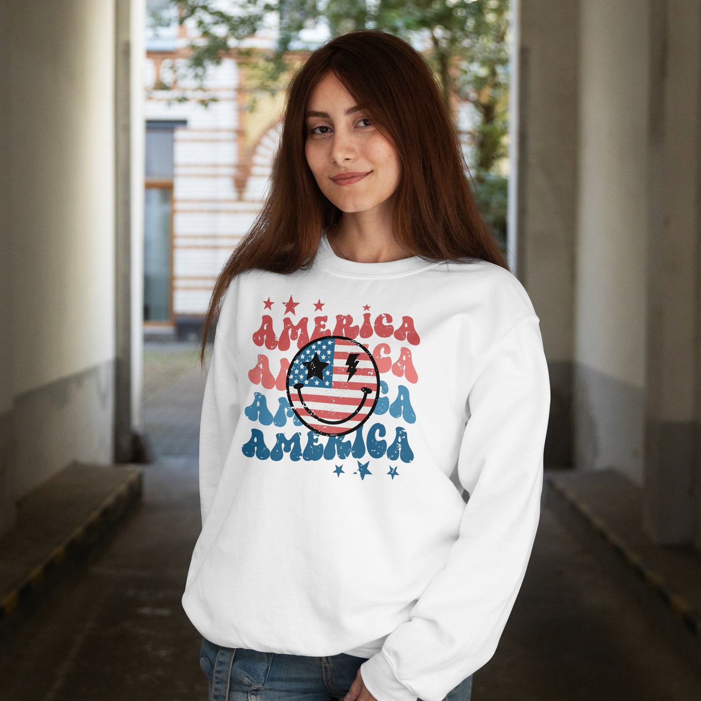 America Smiley Crewneck