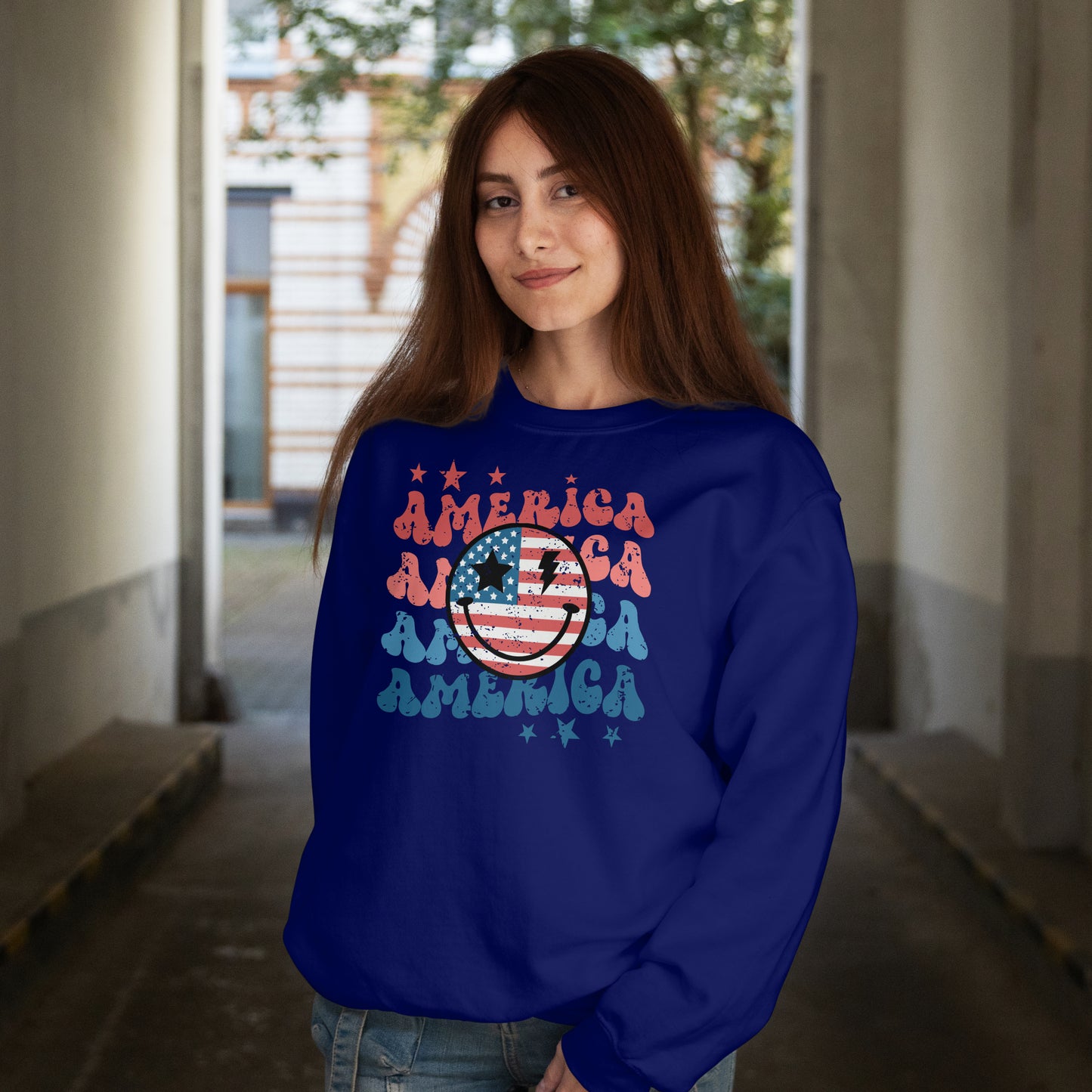 America Smiley Crewneck