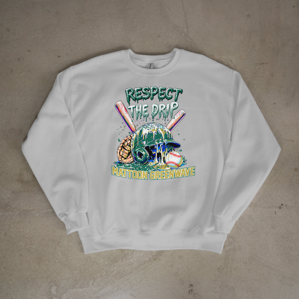 Respect The Drip Greenwave Baseball Crewneck