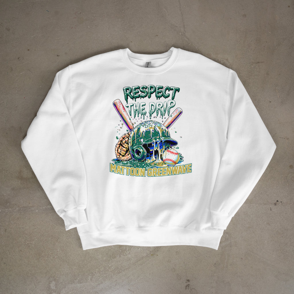 Respect The Drip Greenwave Baseball Crewneck