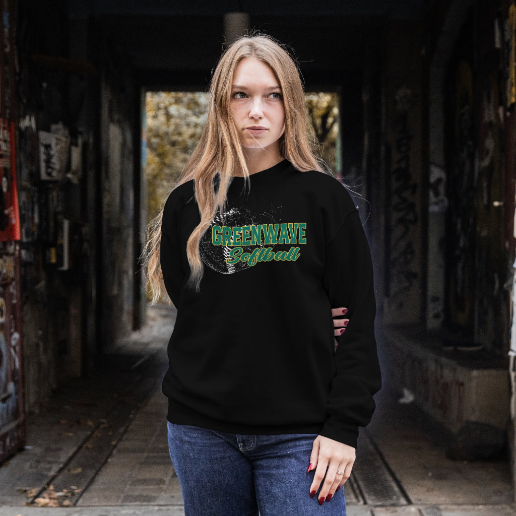 Low Poly Softball - Greenwave Crewneck