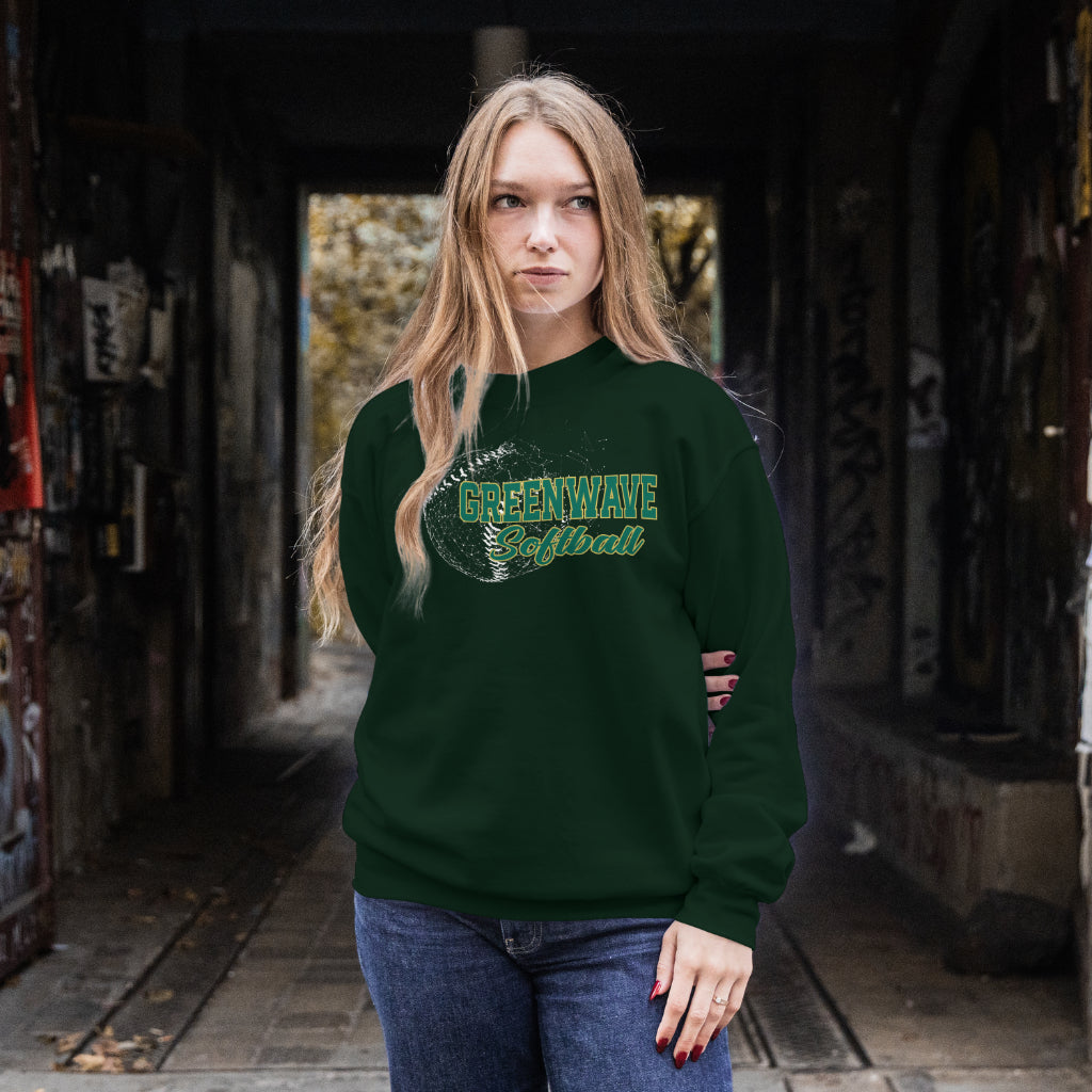 Low Poly Softball - Greenwave Crewneck