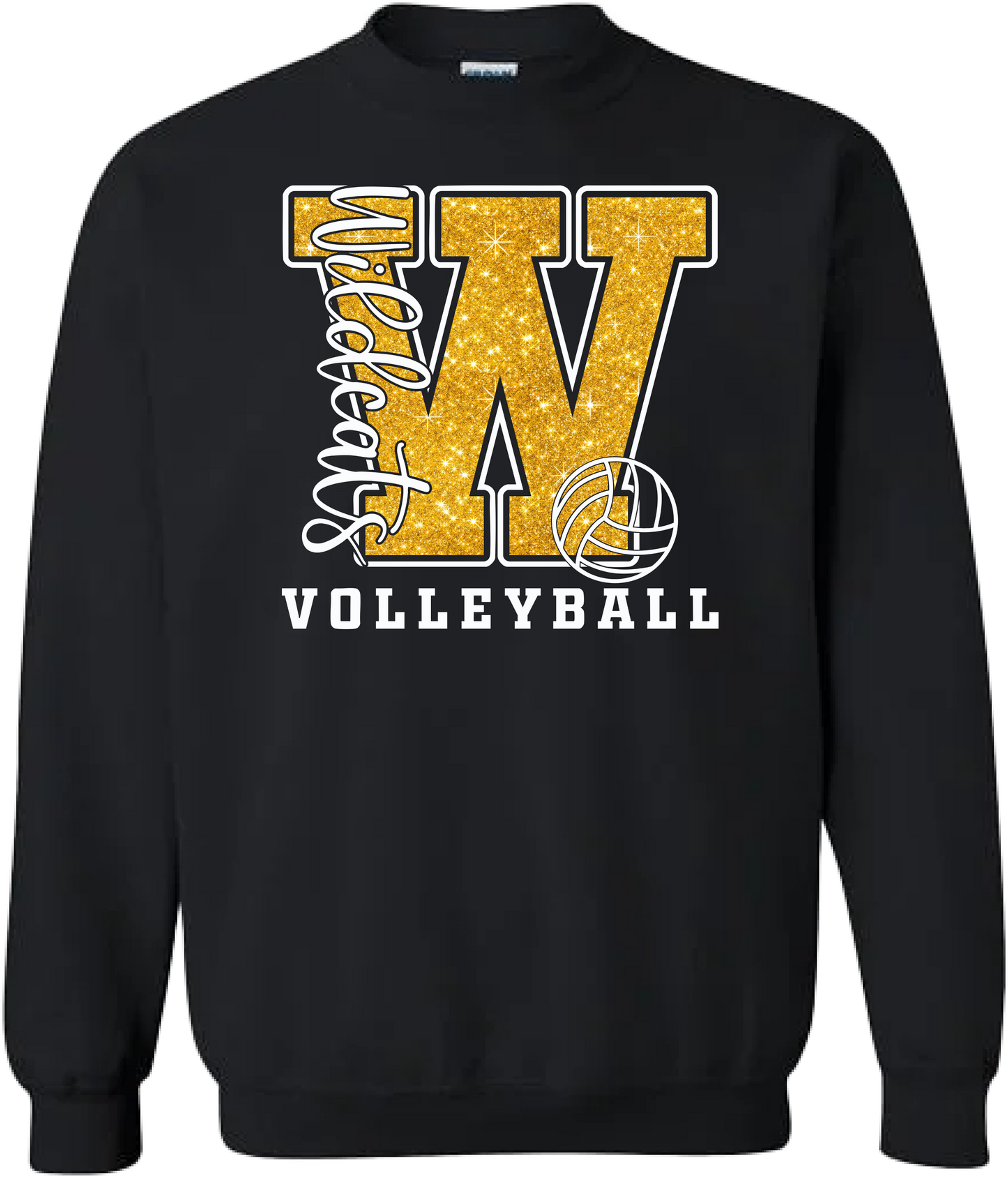 Glitter Effect Wildcat Volleyball Crewneck