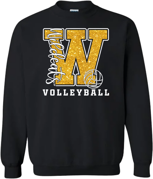 Glitter Effect Wildcat Volleyball Crewneck