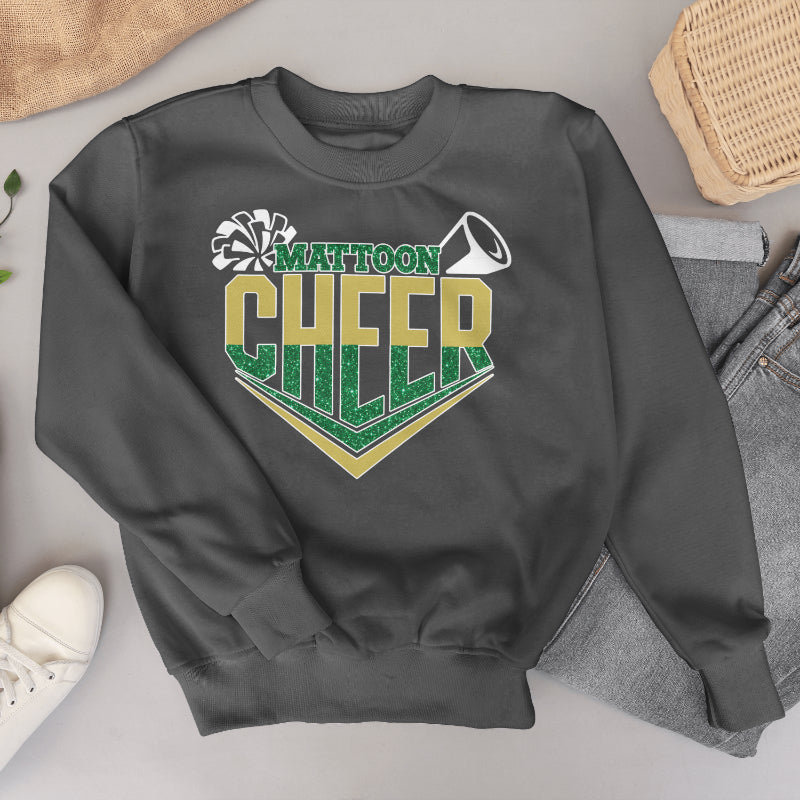 Mattoon Cheer Faux Glitter Crewneck