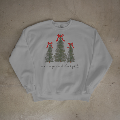 Merry and Bright Christmas Trees Embroidered