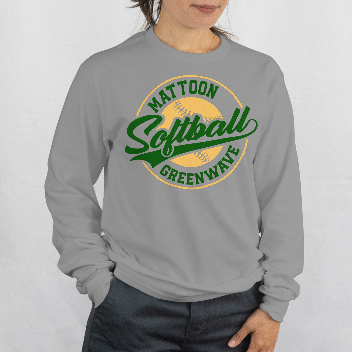 Greenwave Softball Badge Crewneck